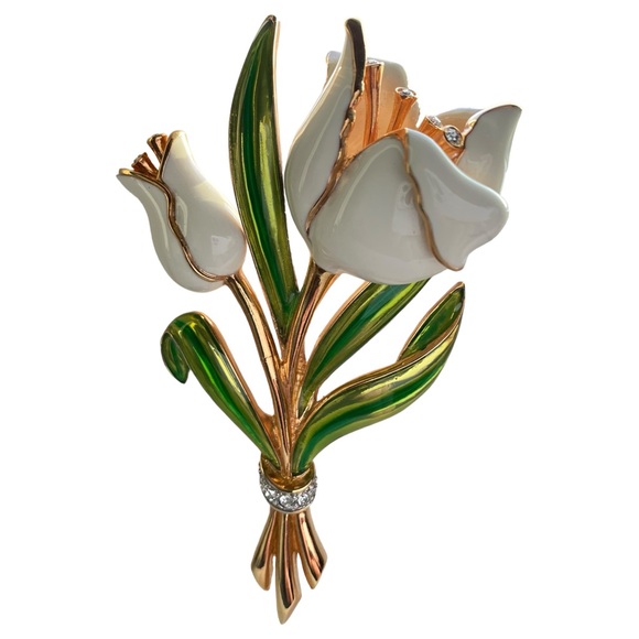 Ari D. Norman White Tulip Brooch - Picture 2 of 11